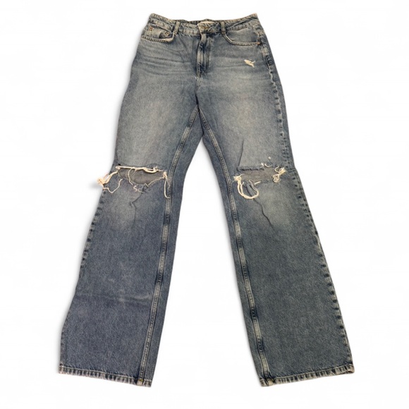 Zara Denim - Zara Blue Distressed Straight Leg Jeans